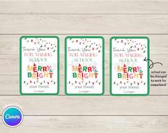 Merry & Bright Treat Tag for Friends and Teachers (Digital Download)