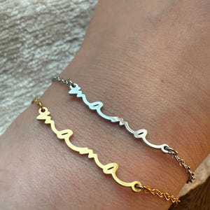 Stainless steel &quot;mama&quot; bracelet - Gold or silver - Mom jewelry - Mother&#39;s Day gift - Adjustable women&#39;s bracelet