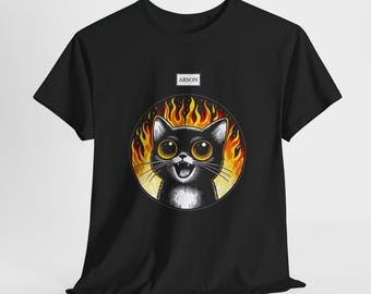 Edgy T-Shirt - Arson Kitty Cat - Unisex Premium Cotton Tee - Gift, Artsy Shirt, Funny Top