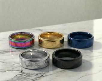 Black Stainless Steel Ring - 4mm Unisex Minimalist Band