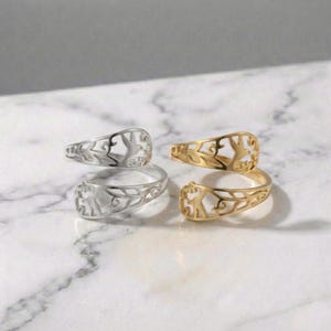 Gold Hummingbird Ring: Stainless Steel Filigree, Adjustable Bird Jewelry