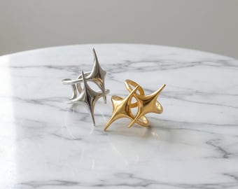 Adjustable Cross Star Ring Women Fashion Couple Jewelry Simple Elegant Open Ring Gift