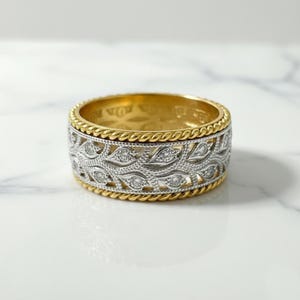 Two-Tone Leaf Ring: Sparkling Engagement Wedding Jewelry