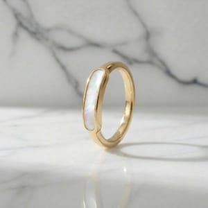 Mother of Pearl Shell Ring Natural Inlay Jewelry Dainty Minimalist Gift for Her Ring
