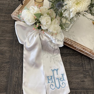Bouquet sash for weddings, homecoming, or prom. Monogrammed bouquet sash