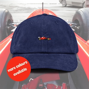 Embroidered F1 Ferrari Hat | Corduroy Formula One Cap | Charles LeClerc, Lewis Hamilton