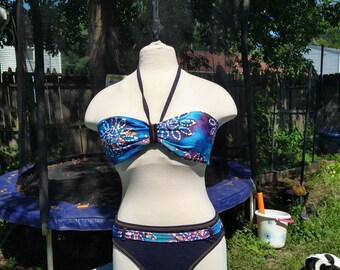 90/Y2K Bisou Bisou „Denim” Dwuczęściowy strój kąpielowy bikini