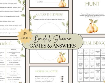 Bridal Shower The Perfect Pair Games, Perfect Pear Engagement Party, Fruit Theme Editable Canva Template PD0022