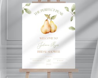 The Perfect Pear Bridal Shower Welcome Sign, Couples Shower Perfect Pair Sign, Autumn Wedding, Editable Canva Template PD0022