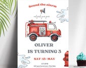 fire truck third birthday invitation, Printable Invitation Firetruck Invitation Boy 3Rd Birthday 3Rd Birthday Invite bewerkbare sjabloon