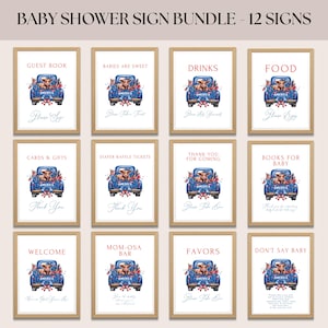 A Little Firecracker Baby Shower Table Sign, Red White And Due 4Th July Baby Shower, Cards Gifts Patriotic, Editable Canva Template PD124