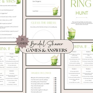 Juegos de despedida de soltera con matcha, juegos de despedida de soltera con té verde, bingo para amantes del matcha, plantilla editable de Canva PD0014