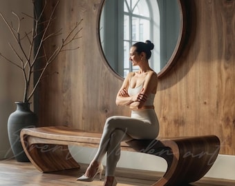 Handmade Walnut Wood Bench: Mid-Century Modern Entryway Decor