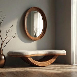 Futuristic Wood Bench - Exclusive Bench, Artistic Wooden Bench, Entryway Bench, Home Decor