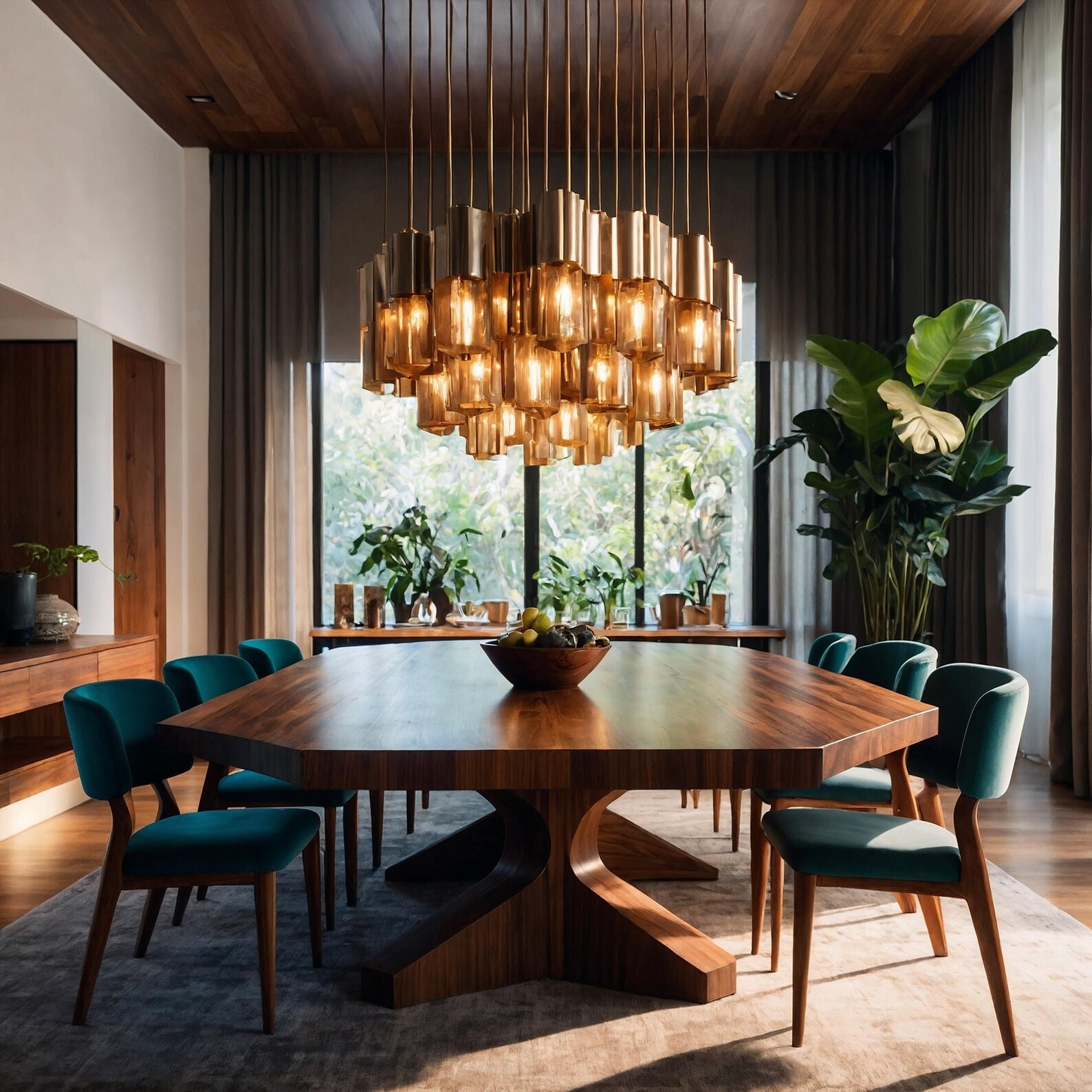 Handmade Walnut Dining Table: Hexagon Top, Geometric Base - Etsy