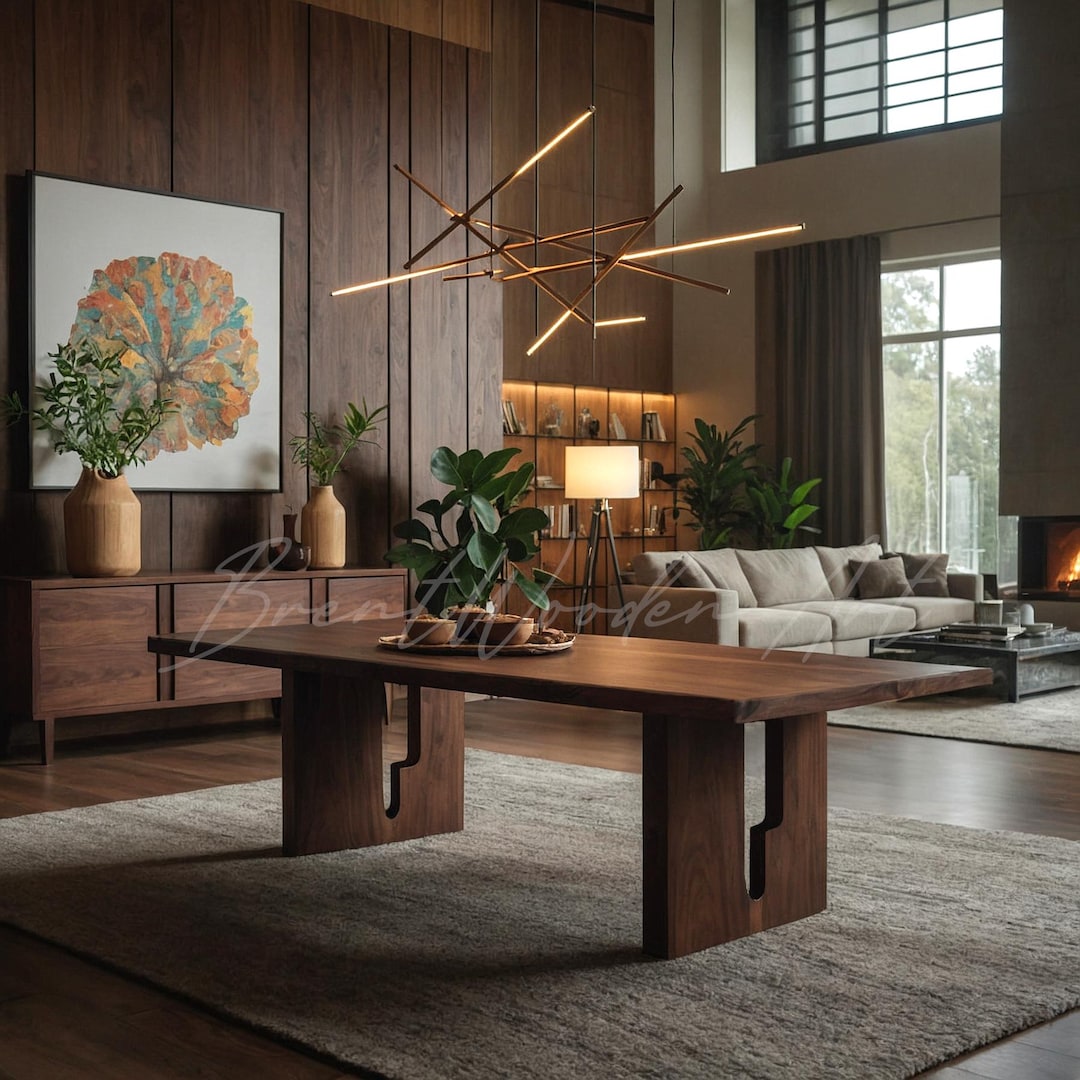 Solid Walnut Sculptural Dining Table – Modern Natural Wood Furniture - Etsy