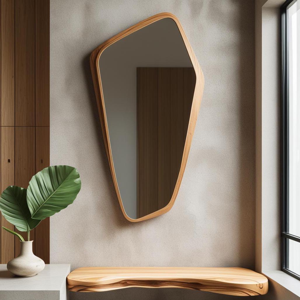 CRYSTAL Wooden Mirror - Contemporary Asymmetric Wooden Frame Mirror ...