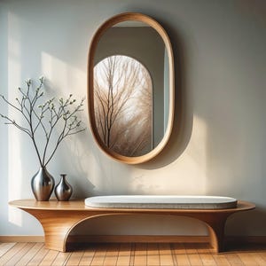 Futuristic Contemporary Wood Bench - Exclusive Bench, Artistic Wooden Bench, Entryway Bench, Home Decor, Vintage, Living room decor