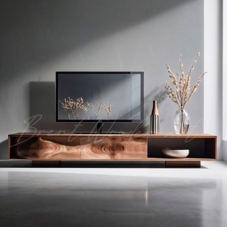 Handmade Mid-century Modern Walnut TV Stand: Low Profile Media Console ...