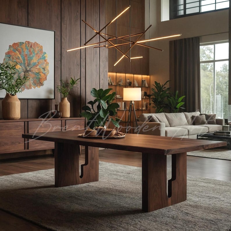 Solid Walnut Sculptural Dining Table – Modern Natural Wood Furniture - Etsy