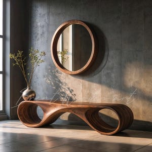 Infinity Exotic Bench - Wood Home Decor, Artistic Wooden Bench, Minimalist, Mid century modern, Entryway furniture, Handmade wood