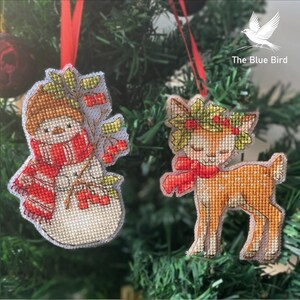 Handmade snowman embroidery decoration for Christmas tree