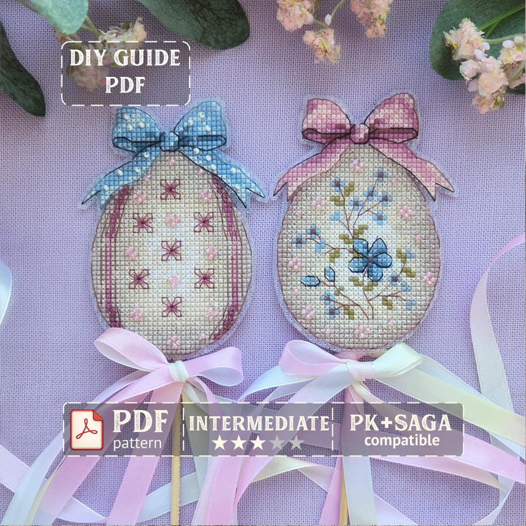 Easter Egg Cross Stitch Pattern – Hanging Ornament, Spring Decor PDF ...