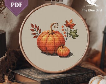 Fall Pumpkin Cross Stitch Sampler PDF | Cozy Autumn Embroidery Patterns | Instant Download