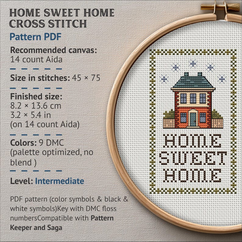 Primitive farmhouse cross stitch pattern PDF