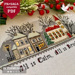 Christmas Village Cross Stitch Pattern – Holiday Sampler (PDF Pattern)