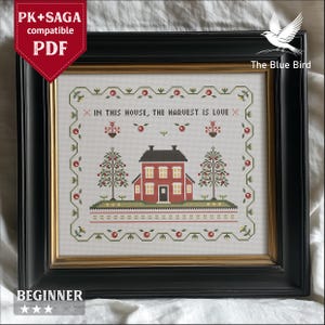 Vintage Cross Stitch Pattern | Apple Sampler PDF | Red Farmhouse Decor | Embroidery Chart | Beginner Friendly