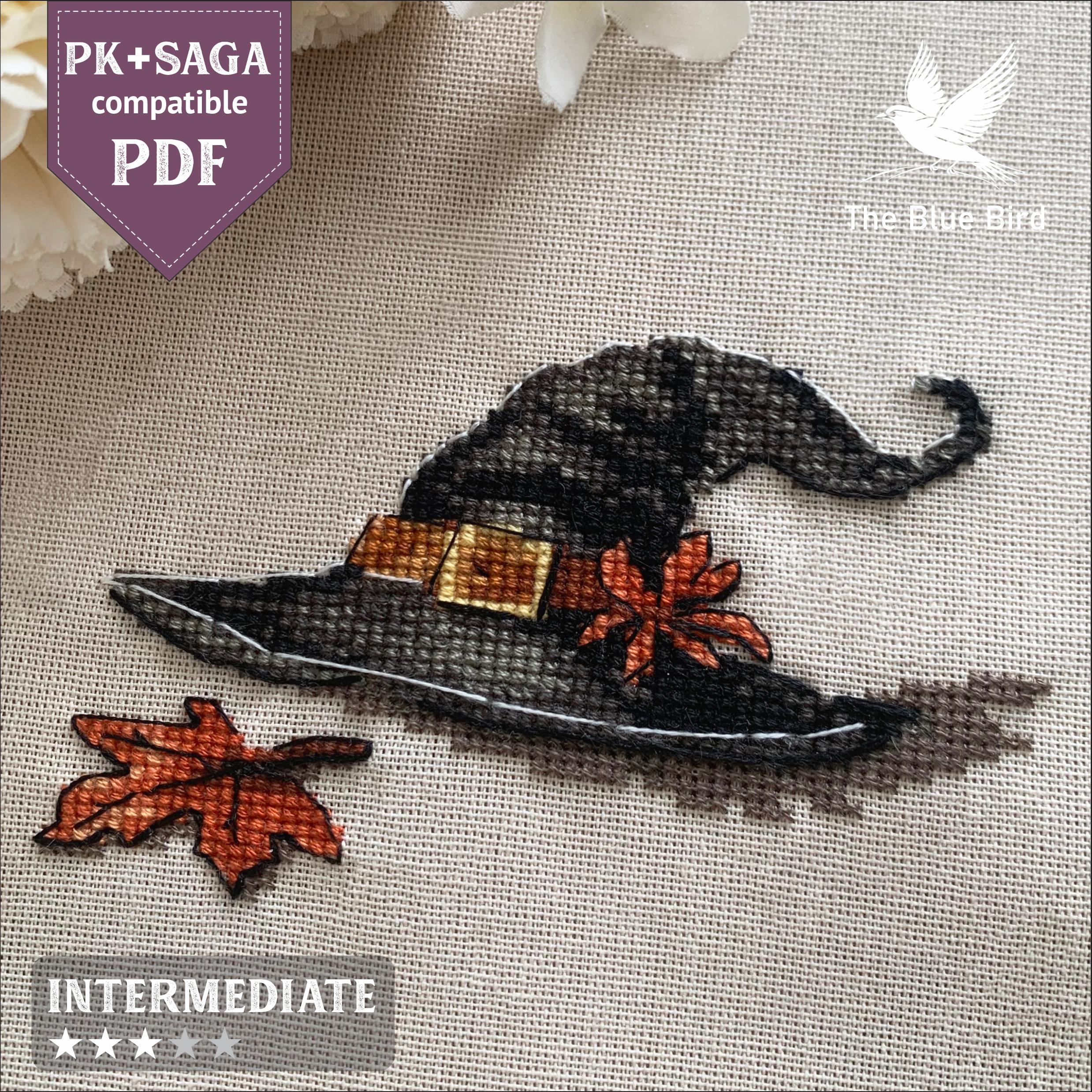 Witch Hat Cross Stitch Pattern PDF | Halloween Embroidery | Instant ...