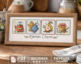 Kitchen Cross Stitch Pattern – Modern Kitchen Sampler, Cooking Design, Wall Decor PDF