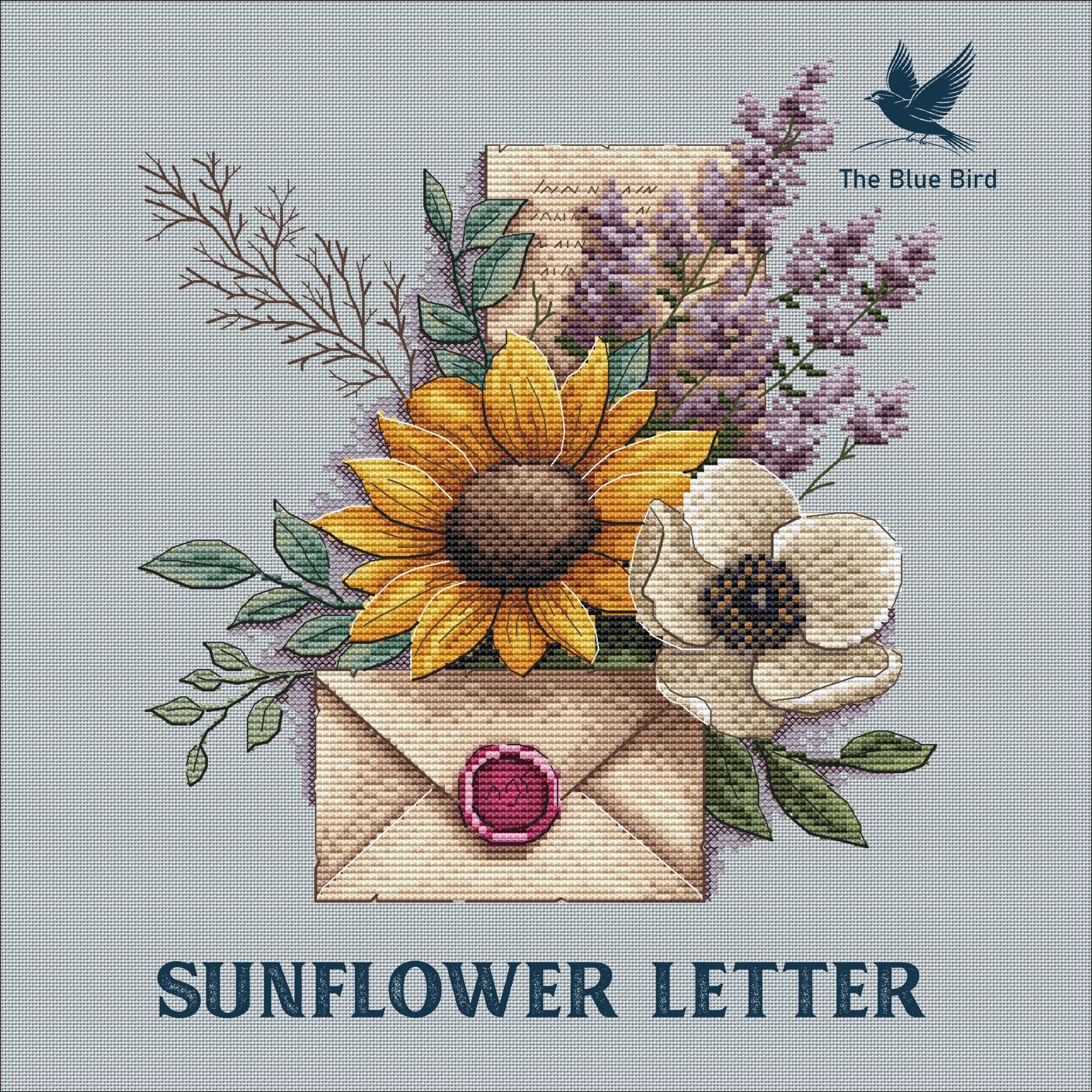Sunflower Letter Cross Stitch Pattern: Vintage Floral Envelope | PDF ...