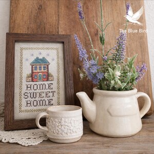 Home Sweet Home Cross Stitch Pattern PDF, Primitive House Sampler, Farmhouse Cottage Embroidery Chart image 7
