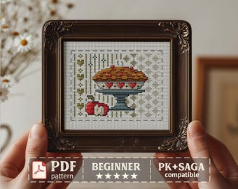 Vintage Pie Cross Stitch Pattern, Cottagecore Baking Kitchen Decor (PDF Pattern)
