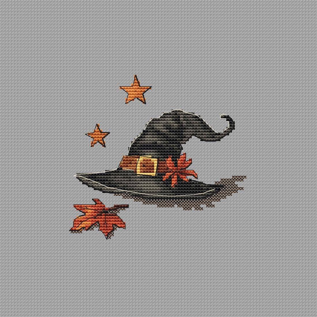 Witch Hat Cross Stitch Pattern PDF | Halloween Embroidery | Instant ...