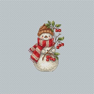 Winter snowman ornament from Christmas cross stitch collection