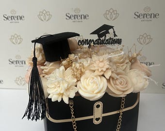 Graduation Candle Bouquet Gift | Congratulations Soy Wax Candles | Luxury Graduation Decor UK | Graduation gift for Her