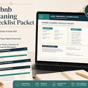 Airbnb Cleaning Checklist Packet | Fillable Turnover Template (Digital Download)