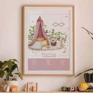 Lámina personalizada “MARTINA ROOM” – Decoración bebé, nombre y datos, ideal  regalo bautizo o nacimiento, primer cumpleaños, arte infantil