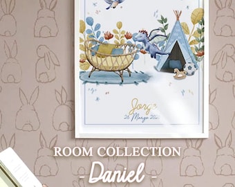 Kids Watercolor Illustration | Custom Teepee and Animals Print | Daniel’s Room – Room Collection