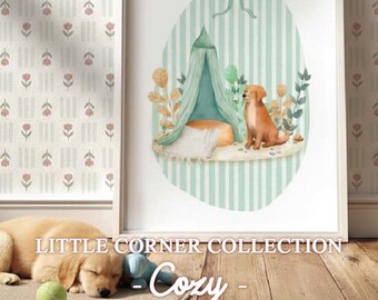 Custom Baby Room Illustration in Watercolor | Choose Your Animal | Cozy – Little Corner Collection