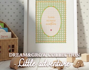 Sweet Quote Print for Baby Room | Watercolor Kids Illustration | Adventure – dream and grow Collection