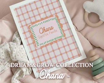 Personalized Kids Illustration with Movie-Inspired Quote | Baby Room Print | Ohana – dream and grow Collection