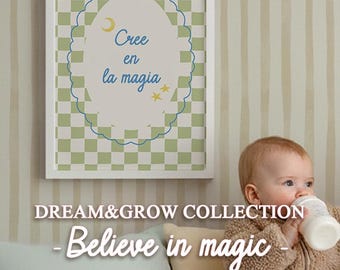 Positive Quote Print for Kids Room | Decorative Illustration | Magic – dream and grow Collection