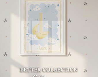 Custom Initial Print for Baby Room | Watercolor Kids Illustration | Letters Collection