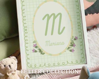 Custom Kids Initial Illustration | Watercolor Wall Art for Nursery | Letters Collection
