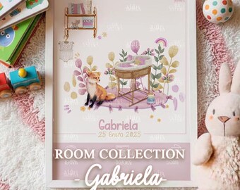 Custom Kids Watercolor Illustration | Nursery Print with Animals | Gabriela’s Room – Room Collection