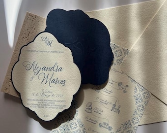 Wedding Invitation Set // "CASCÁIS" Collection // Luxury Die-Cut Stationery // Custom monogram // Premium Mix & Match Pack